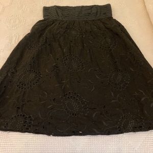 Black Strapless Eyelet Sundress with Neck Ties